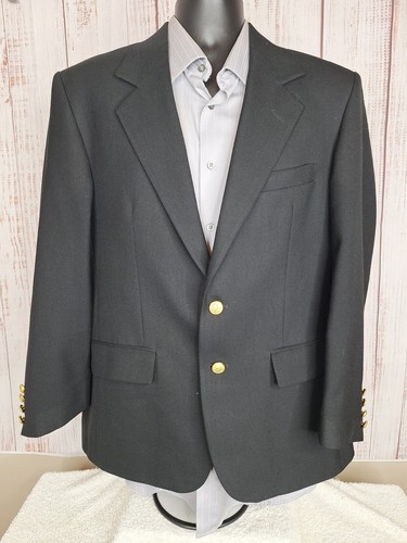 Hardwick Clothes Sport Coat Blazer Mens 40S Black Gold Button - Picture 10 of 10