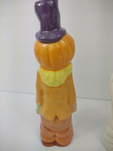 Vintage Handmade Ceramic Halloween Ghost Pumpkin Figurine 1981 Set figurine - Picture 5 of 12