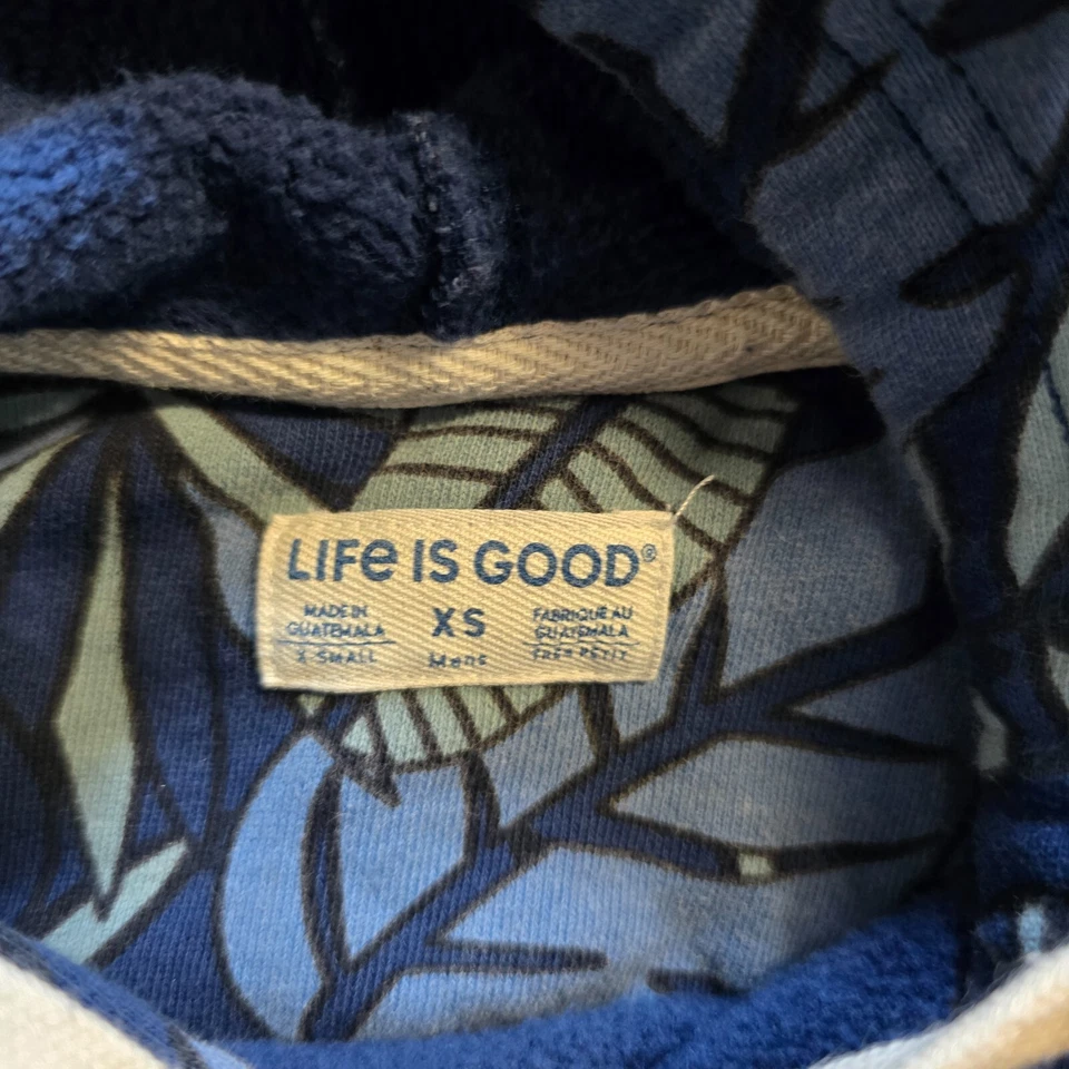 Suéter Life Is Good Mujer Talla XS Azul Floral Tropical Sudadera con Capucha Bolsillos Informal Foto 4 de 4