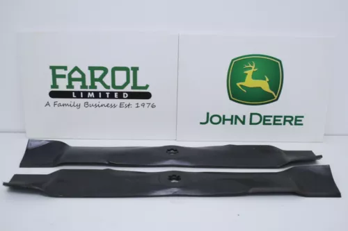 genuine john deere blades am140973 42m deck ride-on mower set of 2 blade image 2