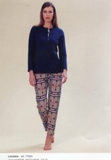 Women's Long Sleeve Serafino Pajamas Long Pants Jacquard Linclalor 277503