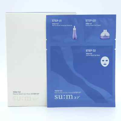 Su:m37 Water-full Marine Relief Gel Mask 3 STEP KIT 10 Masks From Korea - Foto 10