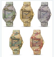MEN'S ICED HIP HOP HIGH QUALITY LUXURY SQUARE METAL BAND WRIST BLING WATCH