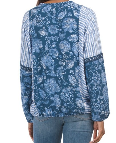 Spense Women's Long Sleeve Tie Neck Boho Blouse Top Size L - Picture 2 of 2