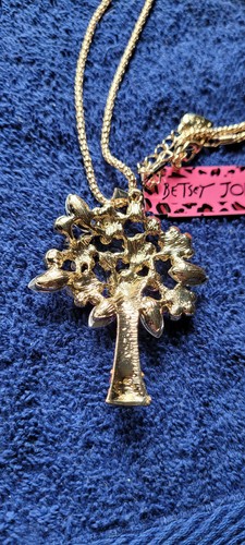 New Betsey Johnson Necklace Tree Pink Rhinestone Summer Collectible Decorative - Picture 3 of 3