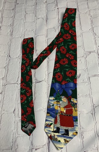 Vintage Kenzo Paris Santa Claus Tie 100% Silk Floral