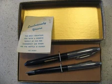 Vintage New in Box Scripto Pen and Pencil Blue and Silver Desk Set