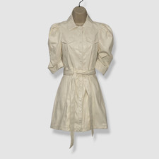 $496 Alice + Olivia Women's White Vegan Leather Self-Tie Magali Dress Size 0