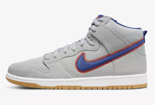 Nike SB Dunk High Premium New York Mets NYC Grey Orange Blue DH7155-001 sz 9.5