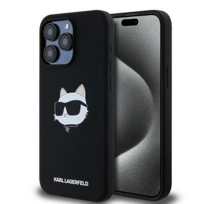 Karl Lagerfeld Choupette Head Silicone Case with MagSafe for iPhone 15 Pro Black