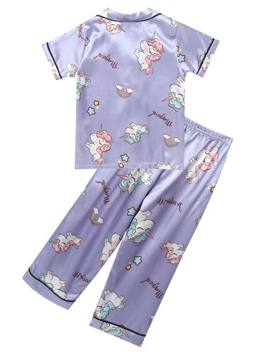 Kids Boys Girl's Shirt With Pants Set Pyjama T-shirt And Trousers Long Sleeve - Picture 75 of 82