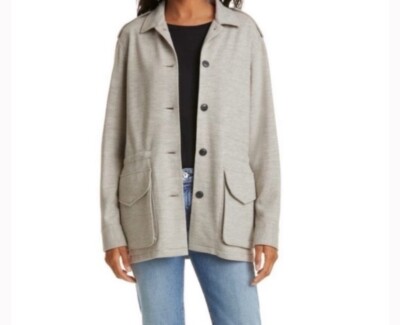 Rag & Bone Ohara Wool Knit Field Jacket in Gray size S