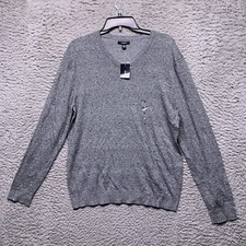 Alfani Mens Sweater Black Marle M Medium V Neck Dash Knit Pullover