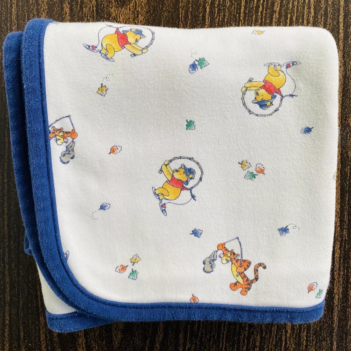 Vintage Disney Winnie The Pooh 2000 Baby Receiving Blanket Swaddle Blustery  Day