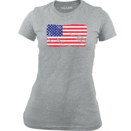Women's Distressed Red White and Blue American Flag T-Shirt - Picture 4 of 5