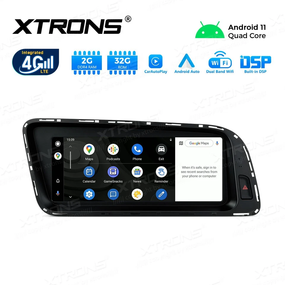 AUTORADIO ANDROID 11 QUAD-CORE STEREO AUTO AUDI Q5 2009-2017 WIFI XTRONS CARPLAY - Immagine 4 di 4