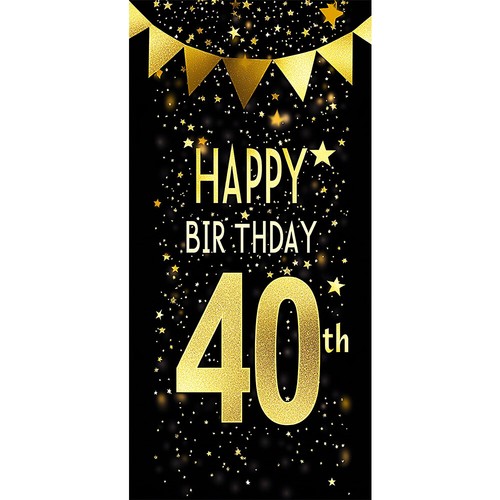 Black Gold Flag Door Hanging Banner 18th 30th 40th 50th Birthday Party Decor AU - Picture 8 of 10