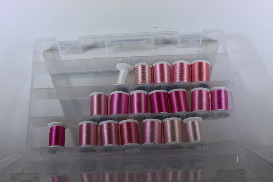 Artbin Sewing Supply Box W/ 19 Pink Shades Rayon Sulky Embroidery Thread - Image 2 of 3