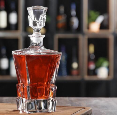 7 Piece Ice Cube Design Glass Whisky Decanter And Cup Set 1 Decanter + 6 Cups - Picture 6 of 12