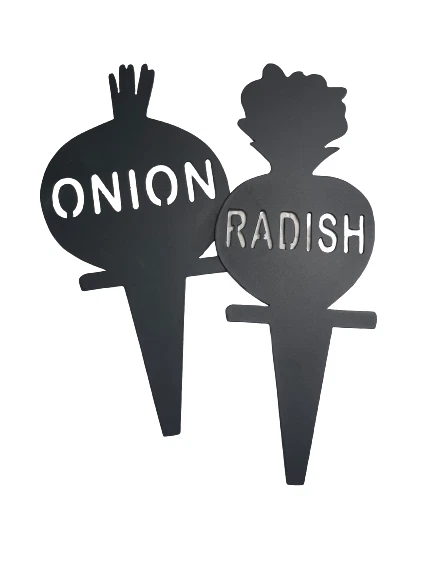 Placas vegetais de aço pesado metal jardim presente tomate cebola alho berinjela - Imagem 4 de 4