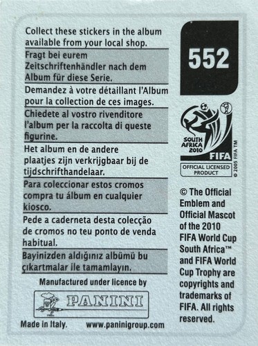 *20p EACH* Panini 2010 South Africa FIFA World Cup Individual Stickers Unused - Picture 387 of 439