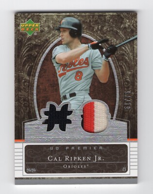 2007 UD Premier CAL RIPKEN JR Dual Patch Jersey Card #d 75 HOF ORIOLES