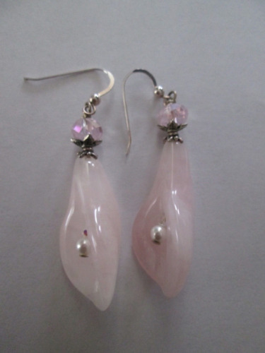 Rose Quartz Calla Lily Pierced Earrings