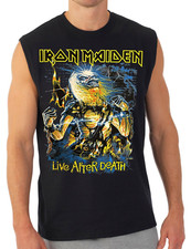 Camisa negra musculosa Iron Maiden Live After Death banda de heavy metal para hombre