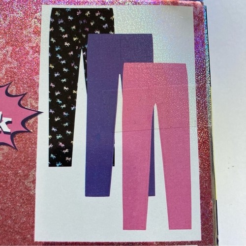 Vigoss Girls 3-Pack Comfy Leggings (Blue /Pink/Black Unicorn, Size S-7/8) NWT - Picture 2 of 3