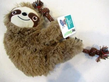 Dog Toy Sloth Mat Chew Tug Toss Fetch Rope Squeaker Pet Shoppe NEW