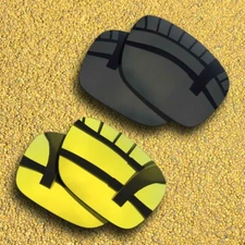 US 2 Pairs Polarized Lenses Replacement for-Oakley Holbrook Mix-Black&24K Golden