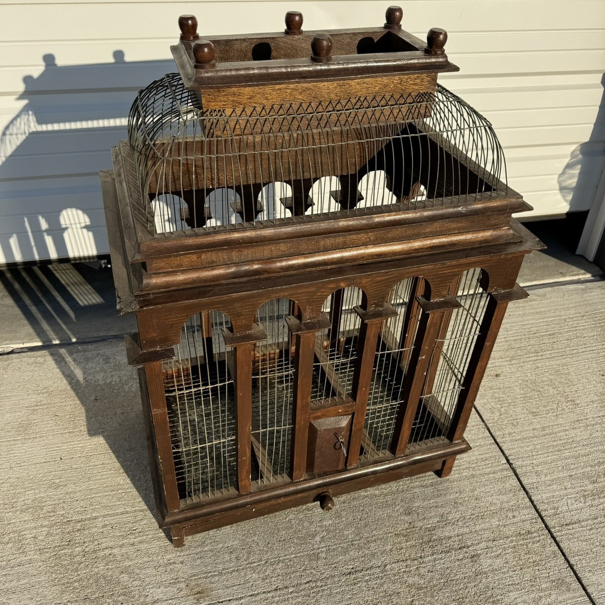Rare Large Majestic Wood Bird Cage Vintage Victorian