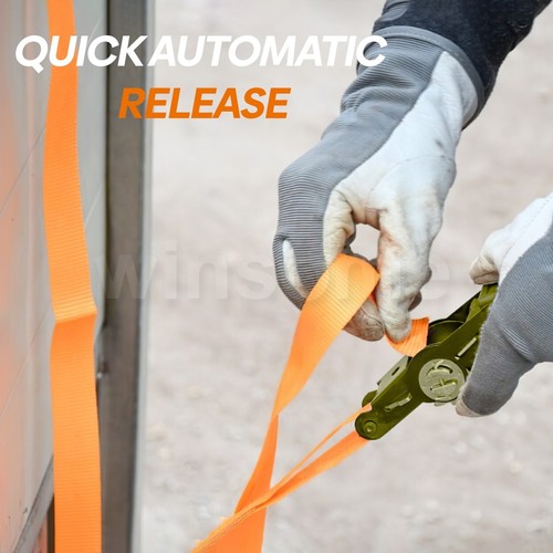 2 x Heavy Duty Ratchet Straps Tie Down Handy Claw Lorry Lashing Cargo Luggage - Picture 6 of 7