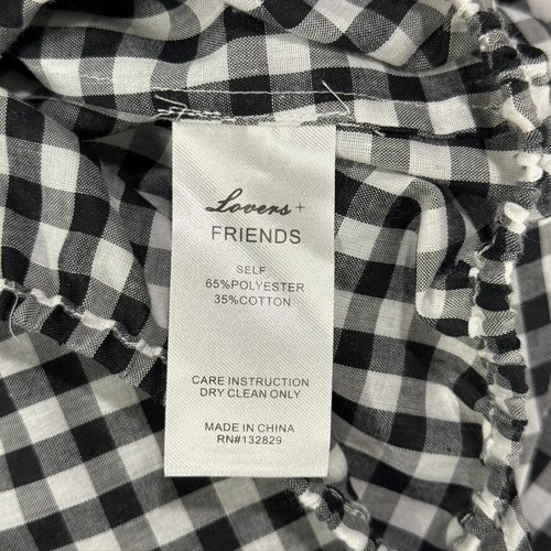 Lovers + Friends Women's Gingham Off Shoulder Rebecca Top Tie Neck Black/White M - Picture 7 of 10