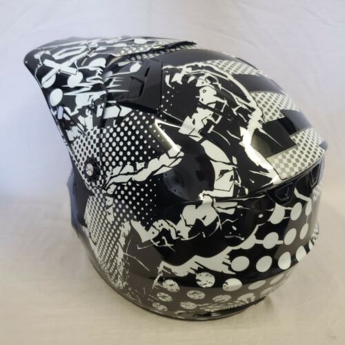 Fox Racing V2 Off-Road MX Helmet Camplosion Gloss Black/White XSmall XSM XS - Picture 3 of 10