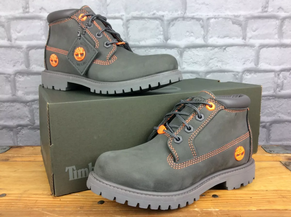 TIMBERLAND LADIES NELLIE DOUBLE GREY ORANGE NUBUCK BOOT RRP Â£130 T |