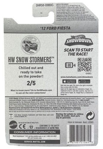 2016 Hot Wheels Snow Flake Card #157 HW Snow Stormers 2/5 '12 FORD FIESTA White - Picture 5 of 8