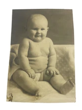 Cute Chubby Baby Antique Photo Black & White ~ Harold