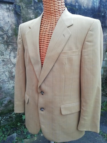 Vtg 90s Mens HIRMER Mustard Yellow Blue 
