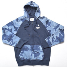 Ecko Unlimited Mens Hoodie Medium Zip Up Navy Blue Camo Fleece