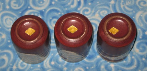 Juego de 3 tazas de té vintage OMC Otagiri de gres saki Japón esmaltado marrón - Imagen 5 de 6