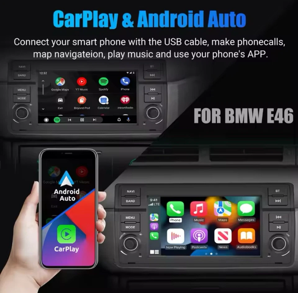NEW BMW E46 CarPlay Android Auto Head Unit Radio Stereo Bluetooth 330 320 325 - Image 4 of 4