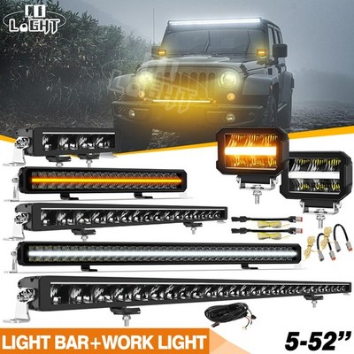 4-52'' LED Lichtbalken Lightbar E-Prüfzeichen DRL Tagfahrlicht Weiß Gelb 12V 24V
