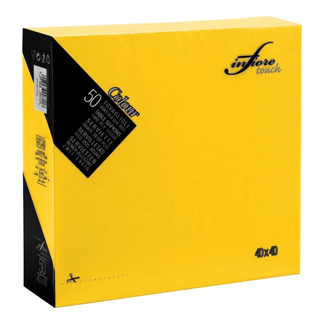 50 Yellow Paper Napkins 40x40 Cm 2 Ply Infibra | Pizzeria Restaurant