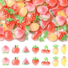 70ocs Fruit Resin Charms for Jewelry Making Bulk Assorted Fruits Charms for DIY
