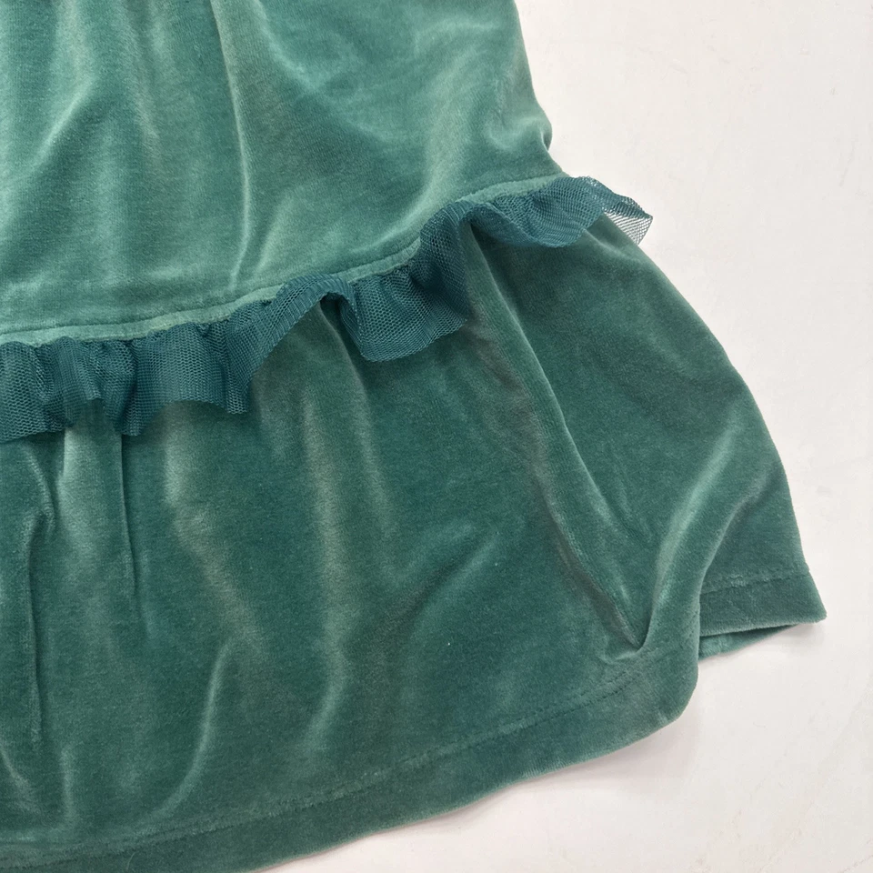 Hanna Andersson Meninas 6 Vestido de Veludo Love 2 Giros Camadas Verde Feriado Natal - Imagem 3 de 4