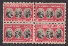 US Stamps Scott# 703 Yorktown Issue 2cent Vertical Line Block of  4:  Mint OG NH