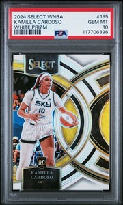 2024 PANINI SELECT WNBA WHITE PRIZM #195 KAMILLA CARDOSO 46/99 PSA 10