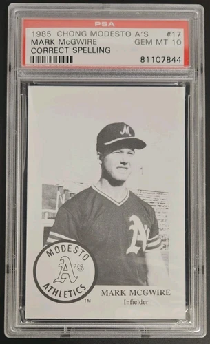 1985 CHONG MODESTO A's MARK MCGWIRE CORRECT SPELLING RC ROOKIE #17 PSA 10 READ