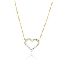 14k Gold Plated Cubic Zirconia Heart Necklace  Women's Heart Pendant 14k gold